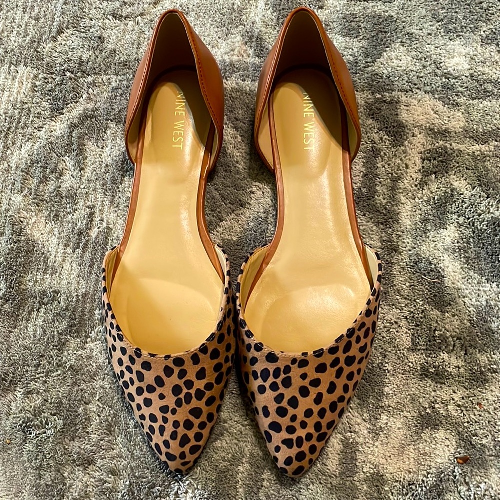 Nine West cheetah print pointed toe flats